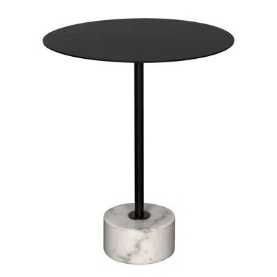 Noir Govinda Steel Top End Table In Matte Black