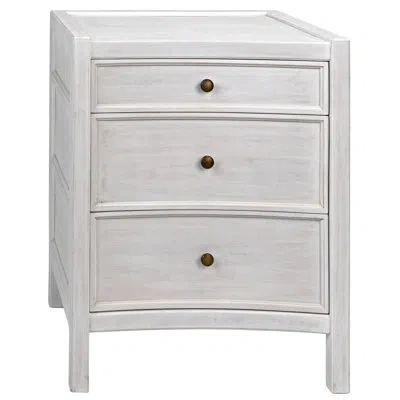 Noir Hampton 3 - Drawer Solid Wood Nightstand In White Wash