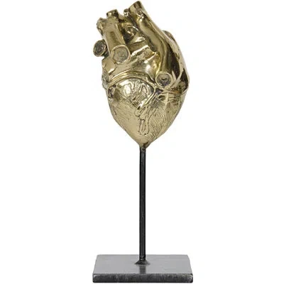 Noir Heart Figurine In Antique Brass,matte Black