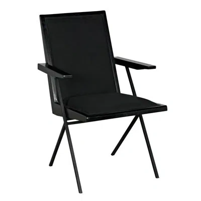Noir Henderson Cotton Arm Chair In Charcoal Black/black