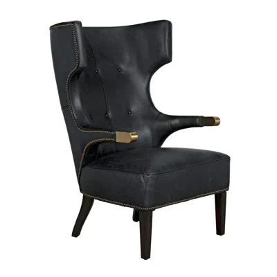 Noir Heracles 31'' Wide Tufted Wingback Chair In Black