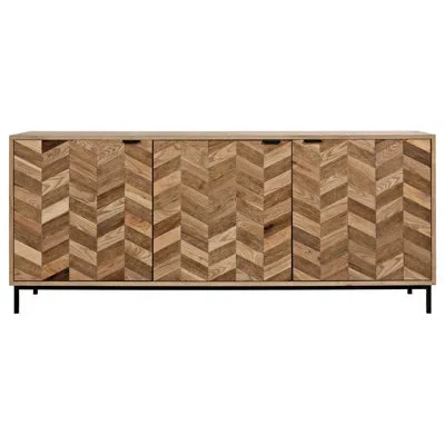 Noir Herringbone Sideboard In Dark Walnut,washed Walnut,matt Black
