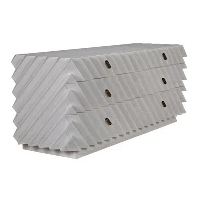 Noir Hikaru 6 Drawer 76" W Solid Wood Double Dresser In Gray