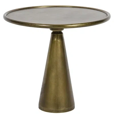 Noir Hiro Tray Top Pedestal End Table In Antique Brass