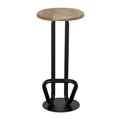 Noir Hook Counter Stool With Metal Frame In White Oak;natural