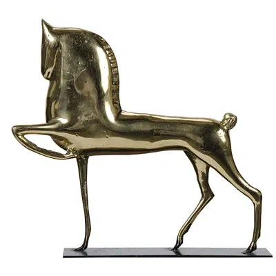 Noir Horse On Stand Figurine In Antique Brass