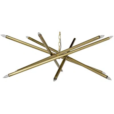 Noir Ikram 10 - Light Sputnik Modern Linear Chandelier In Antique Brass