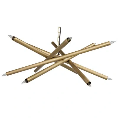 Noir Ikram 12 - Light Sputnik Modern Linear Chandelier In Antique Brass