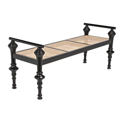Noir Indochine Wood Bench In Beige,black