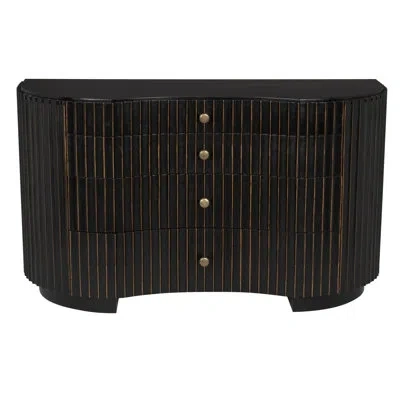 Noir Irene 4 Drawer 56" W Dresser In Hand Rubbed Black,light Brown