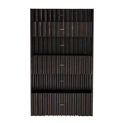 Noir Izzy 6 Drawer 35" W Solid Wood Lingerie Chest In Pale;light Brown