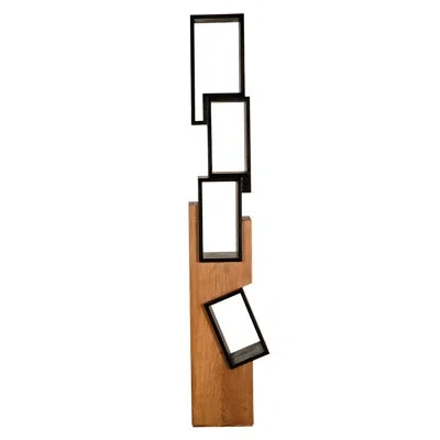 Noir Jackson Shelf In Charcoal Black;natural Teak