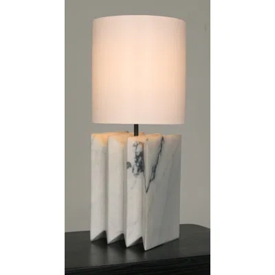 Noir Jman Marble Table Lamp In White Marble