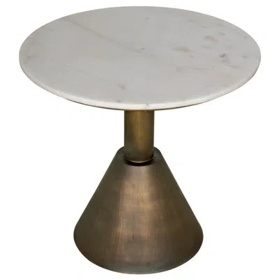 Noir Joseph Pedestal End Table In White Marble