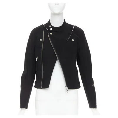 Pre-owned Noir Kei Ninomiya 2015 Matte Black Beaded Pearl Biker Jacket S