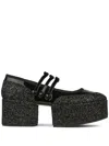 Noir Kei Ninomiya 70mm Glitter-embellished Platform Mary Janes In Black