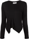 Noir Kei Ninomiya Asymmetric Hem Longsleeve T-shirt In Black