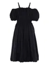Noir Kei Ninomiya Balloon Puff-sleeve Midi Dress In Black