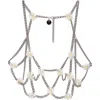 Noir Kei Ninomiya Beaded Floral Chain Harness In Metallic