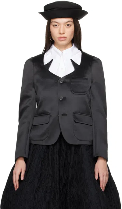 Noir Kei Ninomiya Satin Button-front Jacket In 1 Black