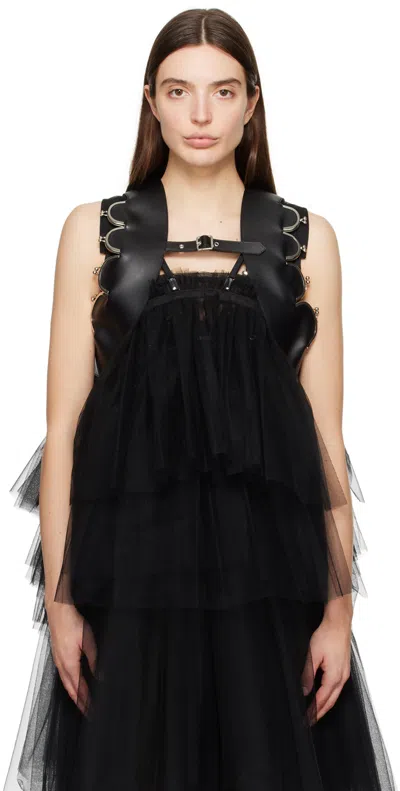 Noir Kei Ninomiya Kiss-clasp Faux-leather Vest In 1 Black