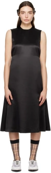 NOIR KEI NINOMIYA BLACK CREWNECK MIDI DRESS