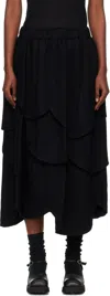 Noir Kei Ninomiya Black Tiered Flower Midi Skirt In Black