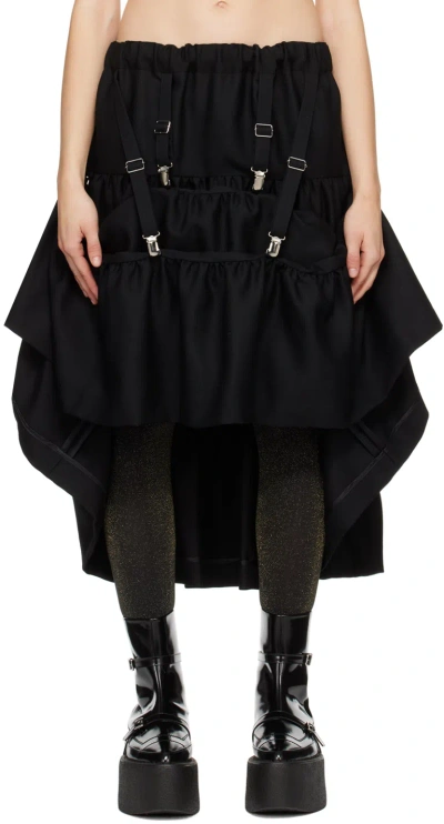 Noir Kei Ninomiya Black Tiered Midi Skirt In 1 Black