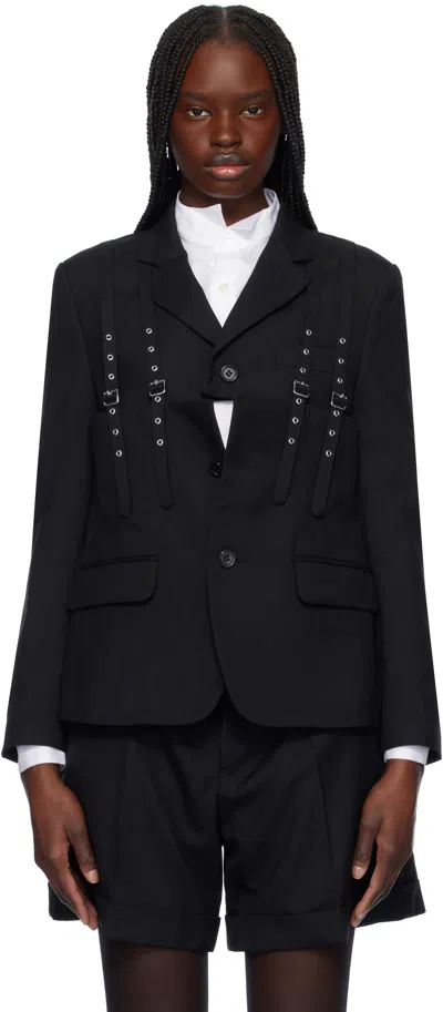 NOIR KEI NINOMIYA BLACK WOOL OXFORD BLAZER