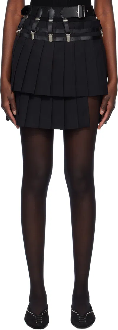 Noir Kei Ninomiya Black Wool Polyester Gabardine Miniskirt