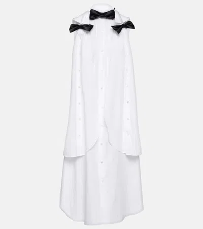 NOIR KEI NINOMIYA BOW-DETAIL COTTON POPLIN MIDI DRESS