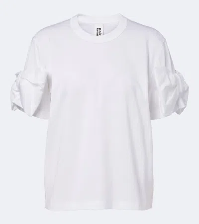 Noir Kei Ninomiya Bow-detail Cotton Jersey T-shirt In White