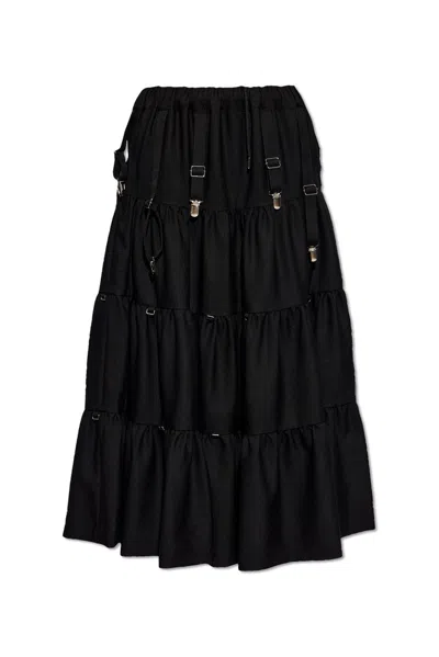Noir Kei Ninomiya Buckle Detailed Midi Skirt In Black