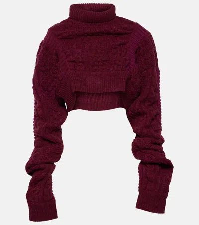 Noir Kei Ninomiya Cable-knit Wool Sweater In Purple
