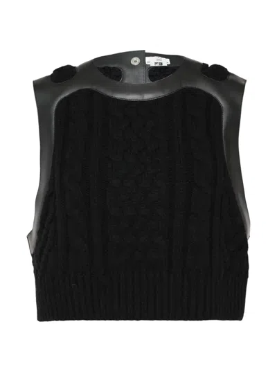 Noir Kei Ninomiya Cable-knit Harness-detail Top In Black