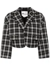 Noir Kei Ninomiya Checked Cropped Blaer In Black