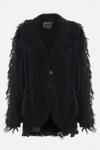Noir Kei Ninomiya Fringe-detailing Wool-blend Blazer In Black