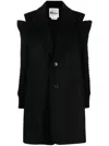 Noir Kei Ninomiya Cold-shoulder Single-breasted Coat In Black