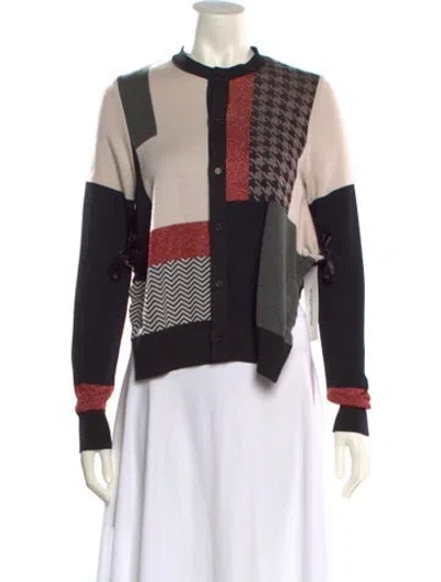 Pre-owned Noir Kei Ninomiya Colorblock Pattern Mock Neck Sweater In Black