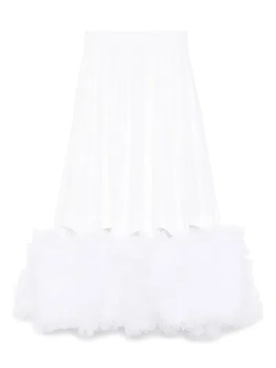 Noir Kei Ninomiya Cotton Midi Skirt In White