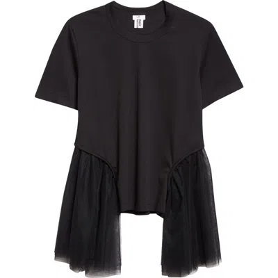 Noir Kei Ninomiya Ruffled-hem T-shirt In Black