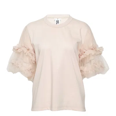 Noir Kei Ninomiya Ruffled Tulle-trimmed Cotton T-shirt In Neutral