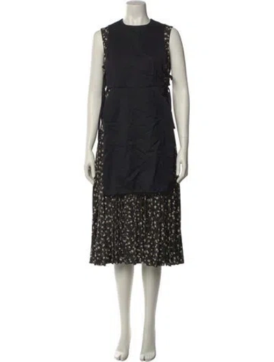 Pre-owned Noir Kei Ninomiya Crew Neck Midi Length Dress In Black