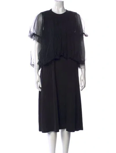 Pre-owned Noir Kei Ninomiya Crew Neck Midi Length Dress W/ Tags In Black