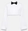 Noir Kei Ninomiya Womens Black X White Long-sleeved Bowtie-embellished Cotton-poplin Shirt In White X Black