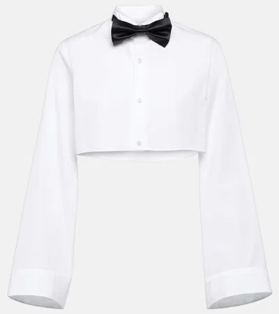 Noir Kei Ninomiya Cropped Cotton Shirt In White X Black