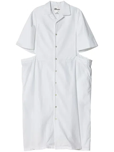Noir Kei Ninomiya Cut-out Cotton Shirtdress In White