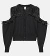 NOIR KEI NINOMIYA CUTOUT TULLE-TRIMMED WOOL CARDIGAN