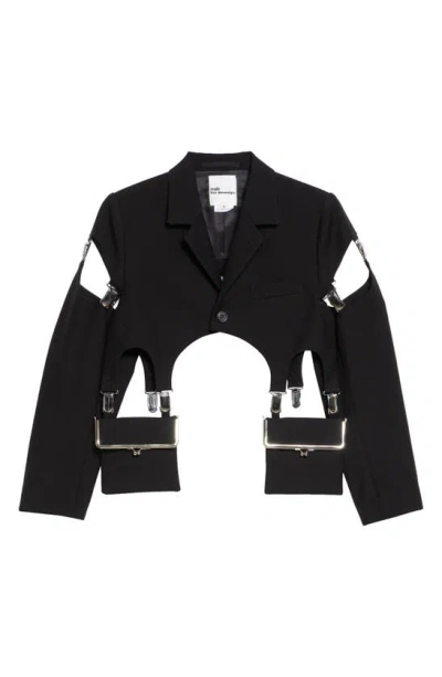 Noir Kei Ninomiya Buckle-embellished Cropped Jacket In Black