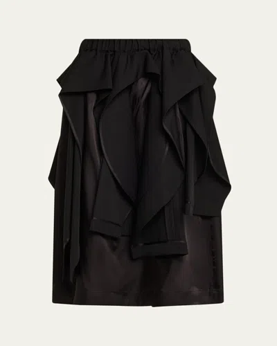 Noir Kei Ninomiya Deconstructed Wool Gabardine Midi Skirt In Black
